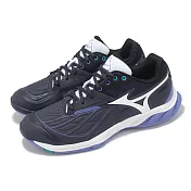 Mizuno 羽球鞋 Wave Fang 2 寬楦 男鞋 藍 白 回彈 止滑 室內運動 羽排鞋 美津濃 71GA2313-46 25.5cm NAVY/WHITE