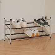 【H&R安室家】伸縮式磨砂雙層鞋架 鞋收納 SH85
