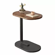 IDEA-質藝木紋雙層橢圓茶几/兩色可選 深木紋+黑架