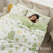 【BUHO布歐】舒柔安眠銀離子抗菌鋪棉床包枕套組-雙人加大 《樹語童夢》