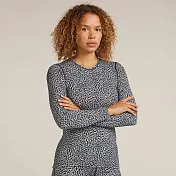 【紐西蘭Icebreaker】女 Oasis 圓領長袖上衣 (羽形律動)-200 S 深藍/雪白