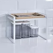 【H&R安室家】台製廚房可堆疊桌面置物架 收納架 加高款 KC75 白色