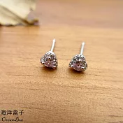 迷你小巧粉白鑽愛心S925純銀耳環.可戴耳骨耳窩