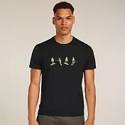 【紐西蘭Icebreaker】男 Tech Lite 圓領短袖上衣 (滑雪日記)-150 S 黑色