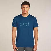 【紐西蘭Icebreaker】男 Tech Lite 圓領短袖上衣 (滑雪日記)-150 S 海洋藍