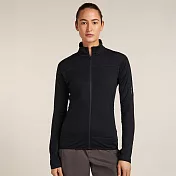 【紐西蘭Icebreaker】女 Descender RealFleece™ 長袖刷毛保暖外套-300 M 黑色