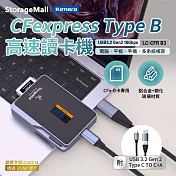 StorageMall CFexpress Type B 鋁合金高速讀卡機 灰色 Type-C接口 USB3.2 Gen2 10Gps