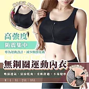 【太力】無鋼圈高強度防震前拉鏈運動內衣 黑色