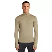 【紐西蘭Icebreaker】男 ACE MerinoFine™ 細緻羊毛半開襟長袖上衣 (17.5微米)-200 M 淺卡其