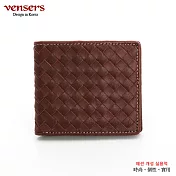 【vensers】牛皮潮流個性皮夾(TJ508801咖啡編織短夾)