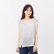 好我_Dolly夏日無袖棉質圓領上衣 FREE 灰白直條