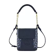 Faure Le PageBoho 15 經典龍鱗紋翻蓋拼接兩用包-小/ 海軍藍