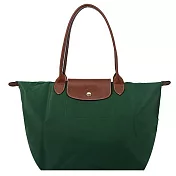 LONGCHAMP LE PLIAGE系列長把再生尼龍摺疊水餃包(大) 英式綠