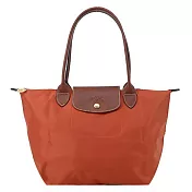 LONGCHAMP LE PLIAGE系列長把再生尼龍摺疊水餃包(中) 磚紅