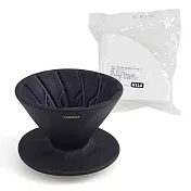 HARIO 阿爾法01濾杯組合-黑色(濾杯+濾紙)