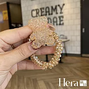 【Hera 赫拉】神秘水晶四葉草小熊蝴蝶結造型髮圈 HRA63 香檳色