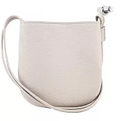 LONGCHAMP LE ROSEAU系列金屬竹節粒面牛皮雙肩帶斜背包(小) 白紙