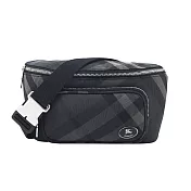 BURBERRY Grid 戰馬盾牌標誌格紋腰包 炭灰色