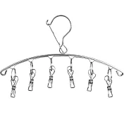 E.City_不鏽鋼防風扣弧形6夾衣架3入 銀