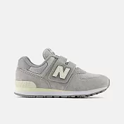 New Balance [PV574GBG] 中童 休閒鞋 經典 復古 W寬楦 NB 574 魔鬼氈 麂皮 百搭 灰 19 灰
