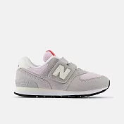 New Balance [PV574GNK] 中童 休閒鞋 經典 復古 W寬楦 NB 574 魔鬼氈 麂皮 百搭 灰粉 19 灰/粉紅