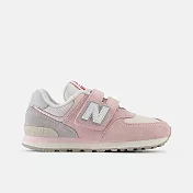 New Balance 574 [PV574BKM] 中童 運動休閒鞋 復古鞋 寬楦 魔鬼氈 舒適 粉紅 灰 19 粉紅/灰