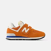 New Balance 574 [PV574VPA] 中童 運動休閒鞋 復古鞋 寬楦 魔鬼氈 舒適 橘 白 19 橘/白