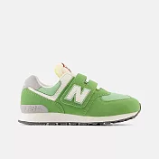 New Balance [PV574RCC] 中大童 休閒鞋 經典 復古 W寬楦 NB 574 魔鬼氈 舒適 穿搭 綠 19 綠/白