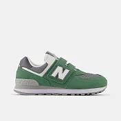 New Balance 574 [PV574ESA] 中童 運動休閒鞋 復古鞋 寬楦 魔鬼氈 舒適 綠 灰 19 綠/灰