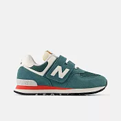 New Balance 574 [PV574VPG] 中童 運動休閒鞋 復古鞋 寬楦 魔鬼氈 舒適 綠 19 綠/白