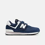 New Balance 574 [PV574BCE] 中童 運動休閒鞋 復古鞋 寬楦 魔鬼氈 舒適 深藍 19 深藍/白