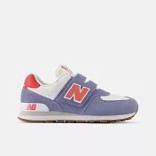 New Balance 574 [PV574CBK] 中童 運動休閒鞋 復古鞋 寬楦 魔鬼氈 舒適 紫 橘紅 19 紫/紅