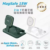 MINIQ 台灣製造3in1 22.5W 折疊式磁吸無線充電器座/氛圍燈(手機/手錶/耳機)  軍綠