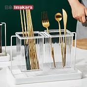 【日本Imakara】多功能餐具瀝水架/筷架/筷子筒- 透白