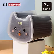 【日本Imakara】喵喵盒多用途雙頭紙軸棉花棒(200支/盒)-3盒組- 螺旋+耳勺 (黑)