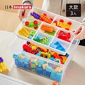 【日本Imakara】可層疊樂高積木玩具收納箱(附分隔盒)-大款-3入