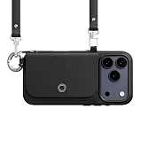 MAGEASY Pouch M 錢包磁吸掛繩手機殼 iPhone 17 Pro 黑色/黑色