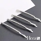 【Hera赫拉】韓國明星同款水鑽髮夾/邊夾/一字夾4入組 銀色四組