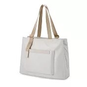 【KINGSONS】質感緞面-隨行雙層大容量托特包｜防潑水材質｜可容納15.6吋筆電 柔光杏