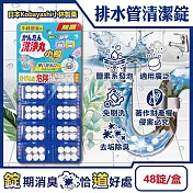 日本Kobayashi小林製藥-洗淨丸免刷洗多用途管道清潔錠48錠/盒-小粒型 (廚房浴室排水口去污除臭,U型水管氯系消臭發泡錠,馬桶除垢淨味洗滌劑)