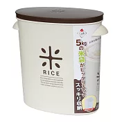 Pearl Life 日本製 袋裝米桶5kg附量杯 儲米桶 米箱 可直接放入米袋 1入 棕色
