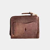 《 Takumics 》Palma YKK拉鍊薄短夾 薄零錢包 義大利製絨面植鞣皮革 焙茶色