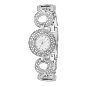 DKNY 圓弧晶鑽鏤空時尚錶-銀