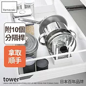 日本【YAMAZAKI】tower可調式餐盤鍋蓋架-32cm (白)