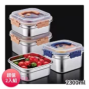 DOLEE 316不鏽鋼手提保鮮盒2300ml WT28 超值2入組