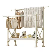 【好氣氛家居】多功能免安裝升降伸縮雙桿曬衣架/兩色可選 奶油白