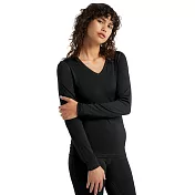 【紐西蘭Icebreaker】女 Oasis V領長袖上衣-BF200 S 黑色