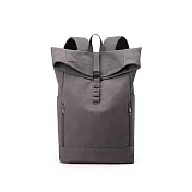 【iSPurple】商務休閒 簡約帆布捲蓋雙肩電腦包/灰色 灰