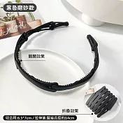 韓國新款★珍珠折疊髮箍 旅行頭箍 口袋髮卡 素面磨砂黑3入