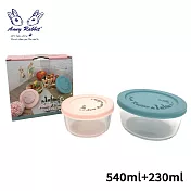 安妮兔 玻璃圓形保鮮盒2入(540ml+230ml) UP-D82